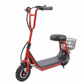 Winner Sky 36V lithium kids scooter in red with comfortable seat and rear basket for kids